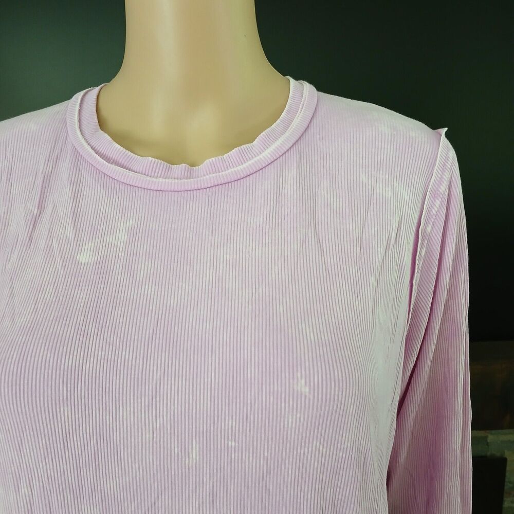 Zenana Women's Medium Pink Tye Dye Long Sleeve Inside Out Top - Picture 3 of 11
